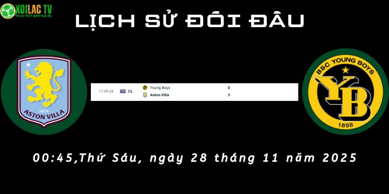 Lịch sử đối đầu Aston Villa vs Young Boys Lịch sử đối đầu Aston Villa vs Young Boys